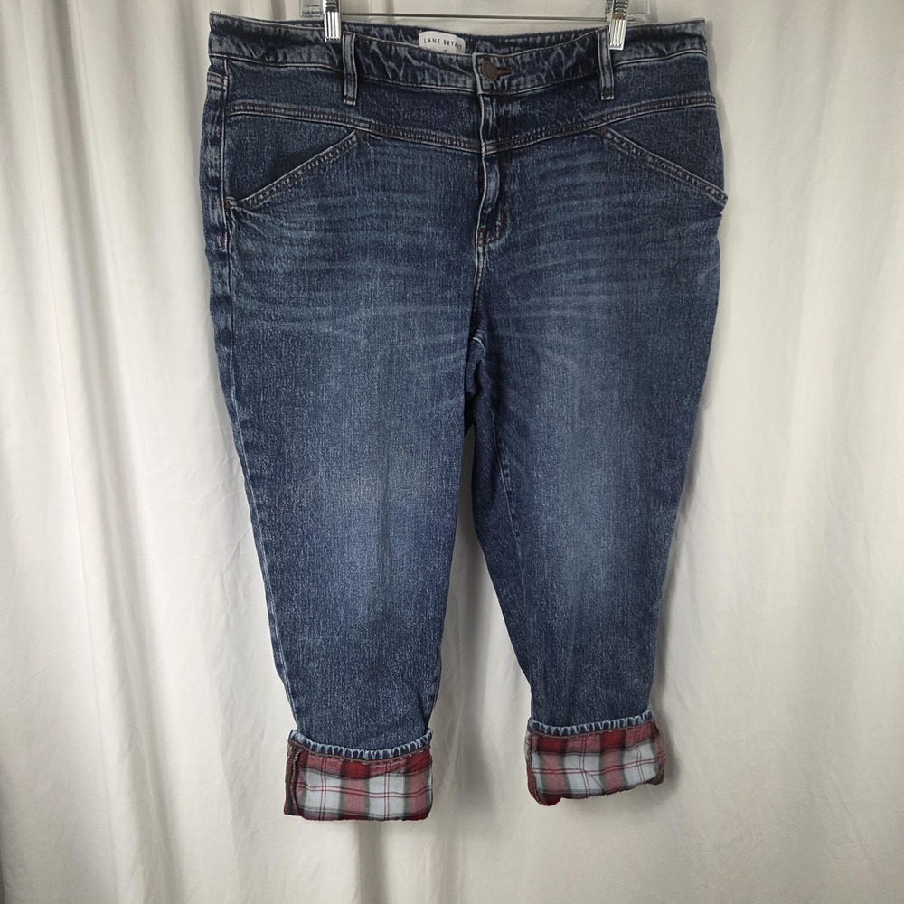 Lane Bryant Jeans Womens 18P Blue Medium Wash Mid Rise Boyfriend Crop Cuffed